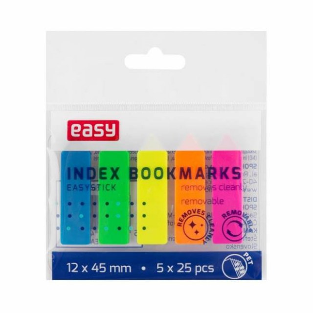 Plastové záložky mix neón, 5x25ks, 45x12mm_1