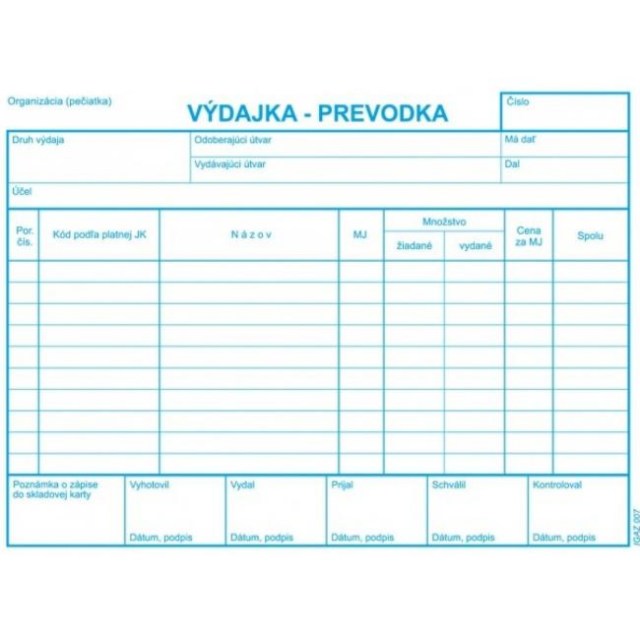 Výdajka - prevodka A5 bez DPH samoprepis s kart.obálkou a podložkou_1