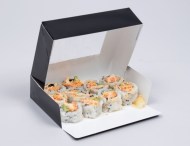 Krabička na sushi box 240x150x50mm čierna s oknom_1