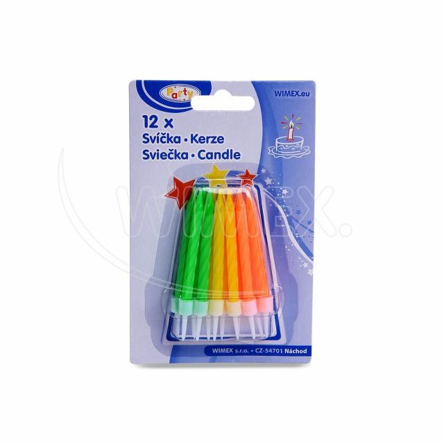 Narodeninová sviečka so stojančekom neónová O5 x 60 mm [12 ks]_2