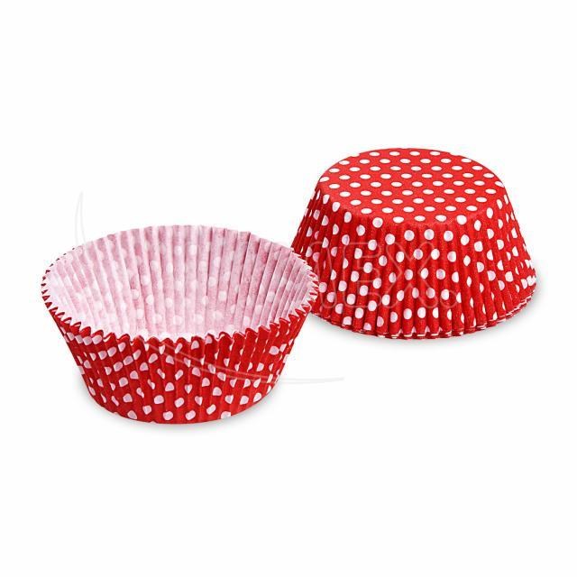 Cukrárenský košíček (PAP) Bodky bielo/červený O50 x 30 mm [40 ks]_5