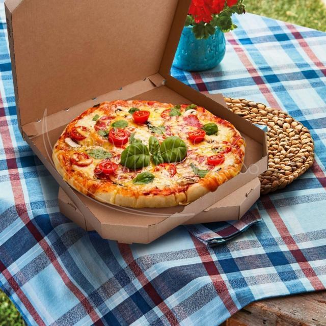 Krabica na pizzu (mikrovlnitá lepenka) kraft 33 x 33 x 3 cm [100 ks]_3