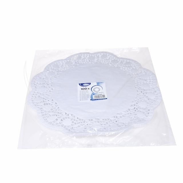 Dekoračná krajka (PAP) okrúhla biela O40cm [100 ks]_5