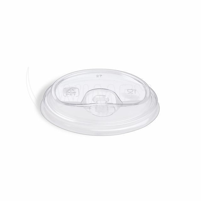 Viečko s otvorom na pitie (rPET) bez slamky priehľadné pre pohár O90mm [100 ks]_4